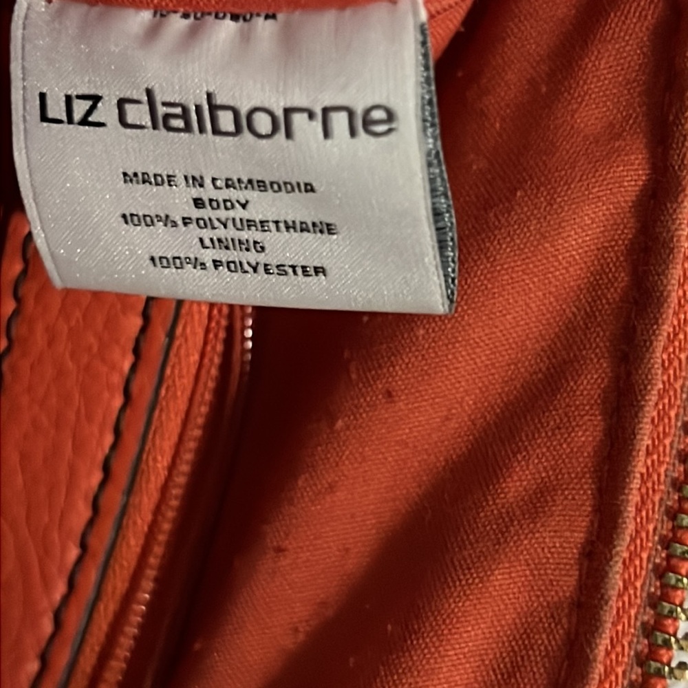 Liz Claiborne Orange Shoulder Bag Zipper Top Closure - Picture 8 of 16